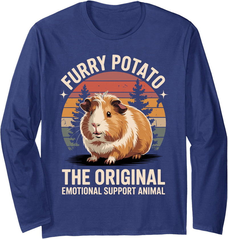 Guinea Pig Gift Guinea Pig Accessories & Stuff Cute Guinea Pig Art for Men Women Adult Guinea Pig Lover Long Sleeve T-Shirt - Navy Blue