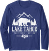 Lake Tahoe Vintage Apparel & Souvenirs Lake Tahoe California - Bear Mountains Nature Camping Gift Long Sleeve T-Shirt - Navy Blue