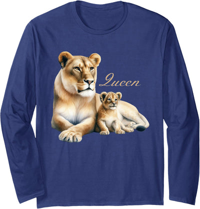 Lioness Lion Cub Queen Lioness Female Big Cat Lovers Design Long Sleeve T-Shirt