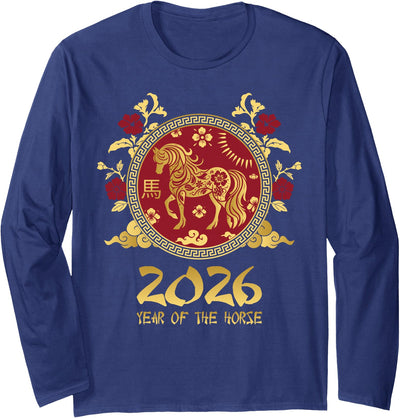 2026 Chinese New Lunar Year Of The Horse Chinese New Year 2026 Horse Happy Chinese New Year 2026 Long Sleeve T-Shirt