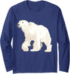 Animal and Pet Lovers Polar Bear Arctic Animal Realistic Retro Long Sleeve T-Shirt - Navy Blue