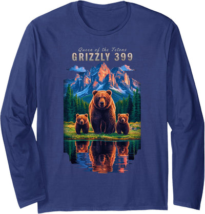 Grizzly 399 Bear Lovers Queen Of The Tetons National Park Long Sleeve Shirt
