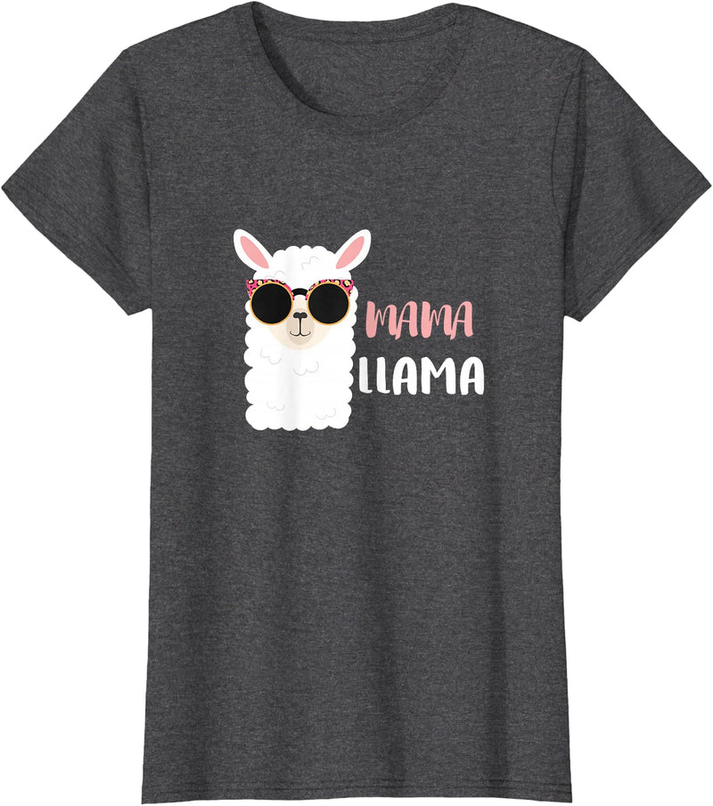 funny Mama Llama Co. Mama Llama, llama wearing sunglasses gift for women T-Shirt - Dark Heather Grey