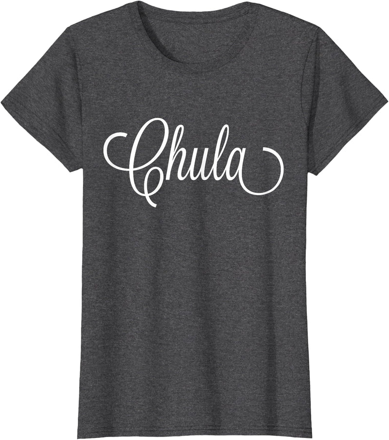 The Spanish Cow Women's Chula Spanish Cute Black X-Small Modern Letter Print T-Shirt - Dark Heather Grey