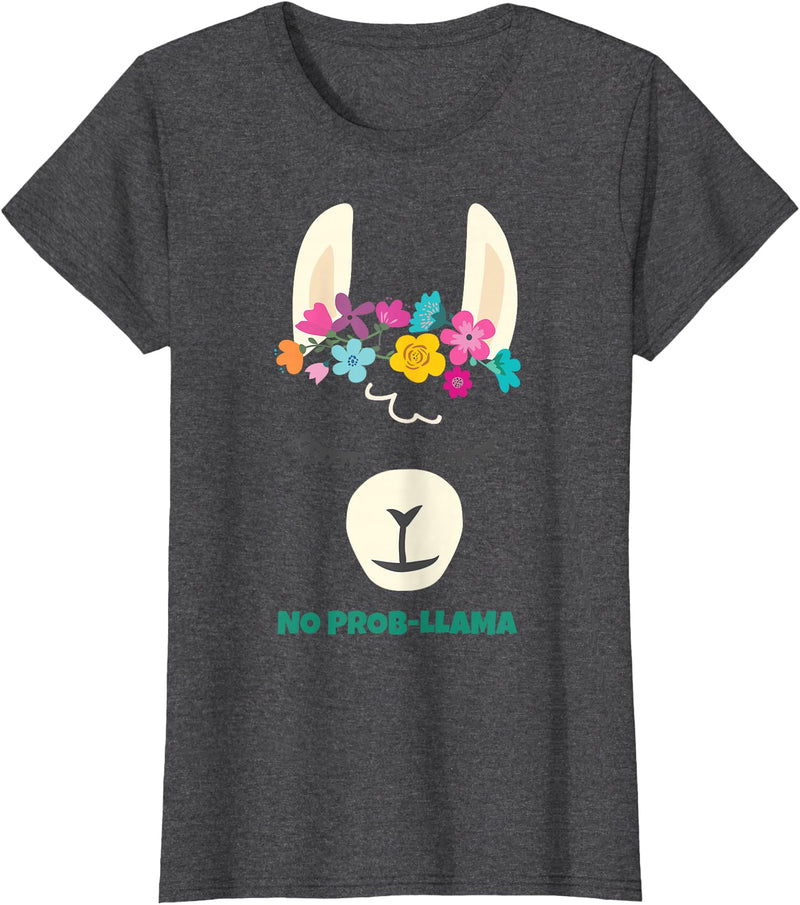 Llama Shirts & Alpaca Gifts No Prob Llama Christmas Women Kids Girls Birthday T-Shirt - Dark Heather Grey
