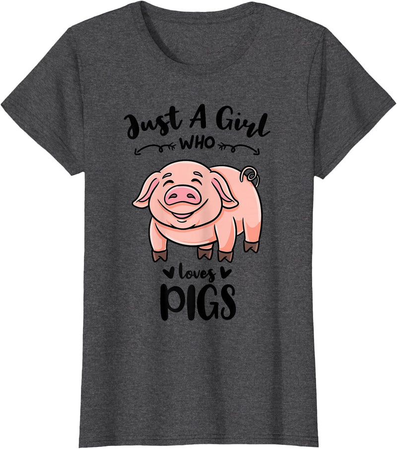 Just A Girl Who Loves Pigs T-Shirt - Dark Heather Grey