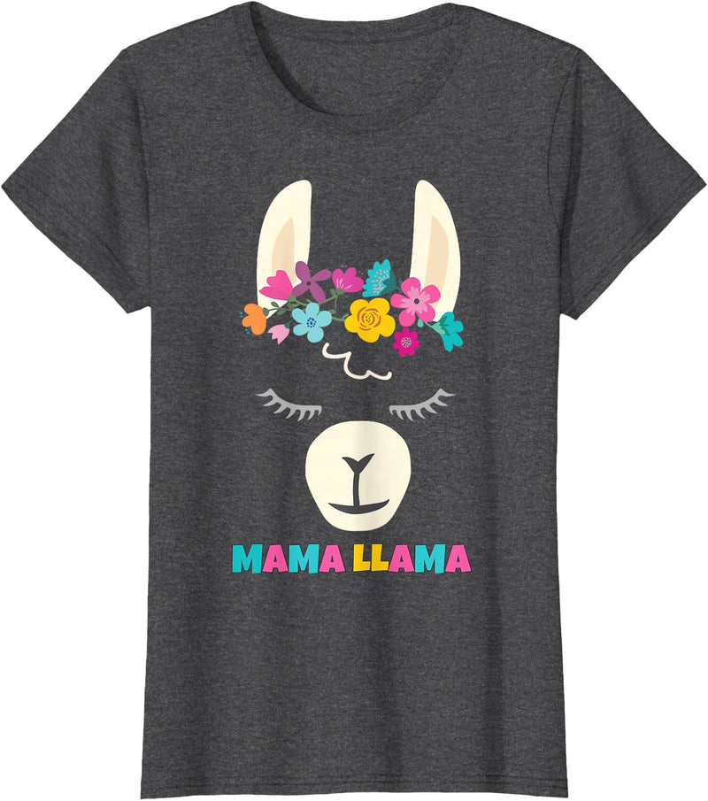 Llama Shirts & Alpaca Gifts Mama Llama Mom Christmas Birthday Mothers Day T-Shirt - Dark Heather Grey