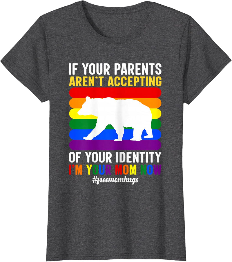 SOMMAS PRIDE Free Mom Hugs Proud Mama Bear Lgbt Gay Pride Lgbtq Parade T-Shirt - Dark Heather Grey