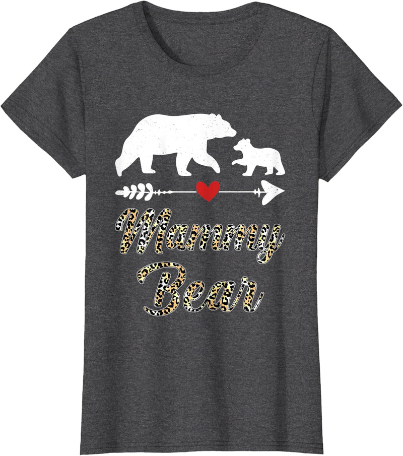 Bear Family Matching Leopard Happy Mother's Day Womens Mammy Bear Leopard Fun Mother's Day Bear Cub Matching Family T-Shirt - Dark Heather Grey
