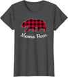 Papa & Mama Bear Outfit Mama Bear Pajama Red Buffalo Plaid T-Shirt - Dark Heather Grey