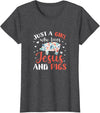 Pig Lovers Gifts and Apparel Just A Girl Who Loves Jesus and Pigs Pig Lover Christian T-Shirt - Dark Heather Grey