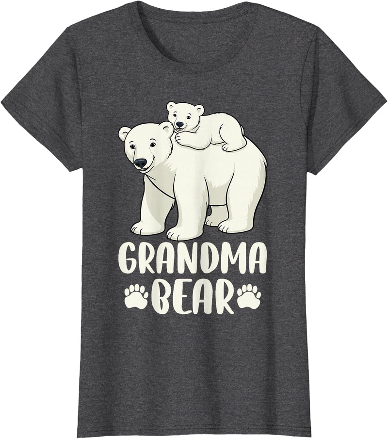 Polar Bear Family Art Creations Grandma Bear and Cub T-Shirt - Dark Heather Grey