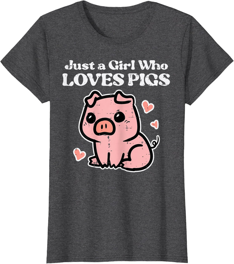 Pig Lover Shirts For Men Women Kids Just A Girl Who Loves Pigs Cute Hog Swine Toddler Girls Kids T-Shirt - Dark Heather Grey