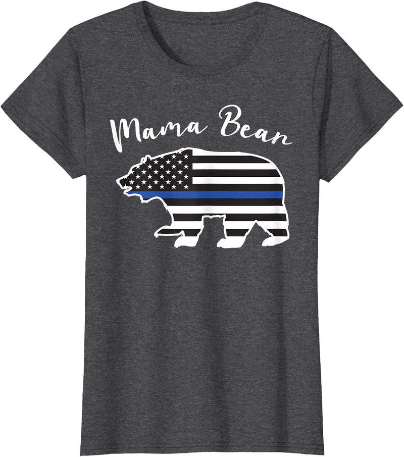 TourisTeez for Mama Bear Women Police Flag Womens MAMA BEAR | Police Flag Womens Police Mom Gift T-Shirt - Dark Heather Grey