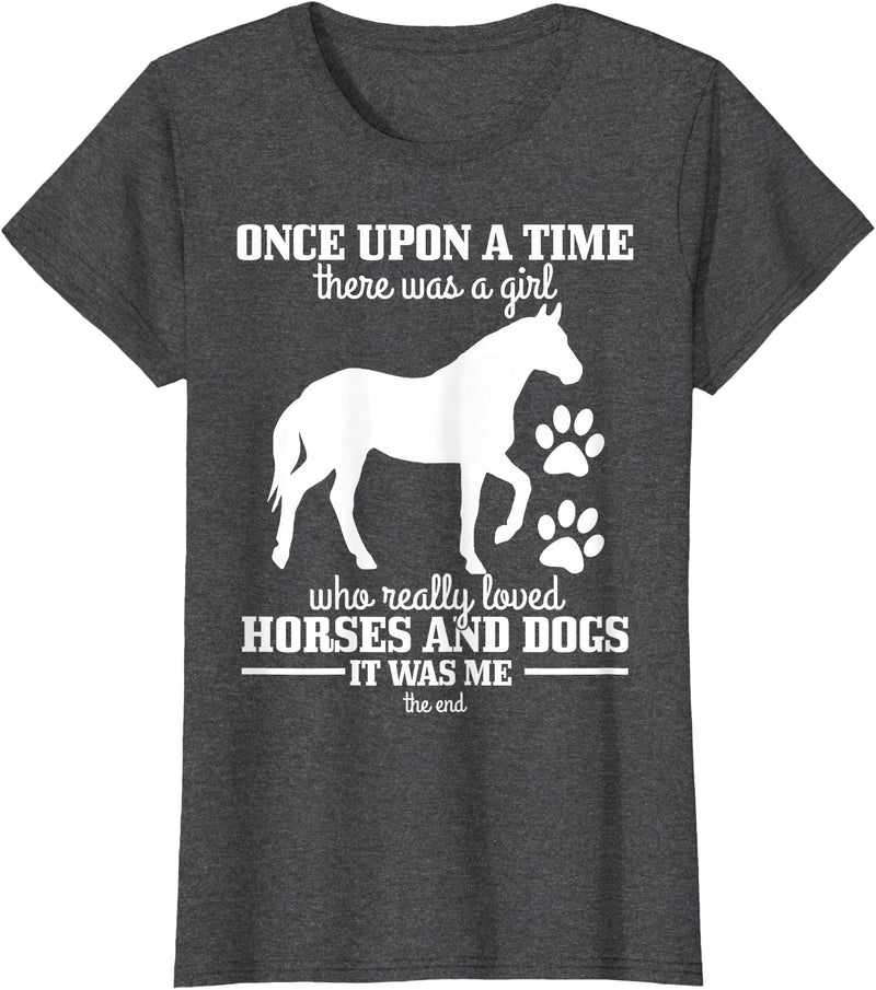 We Love Horses & Dogs - Gifts For Girls Horses & Dogs Funny Horse Girl Gift T-Shirt - Dark Heather Grey