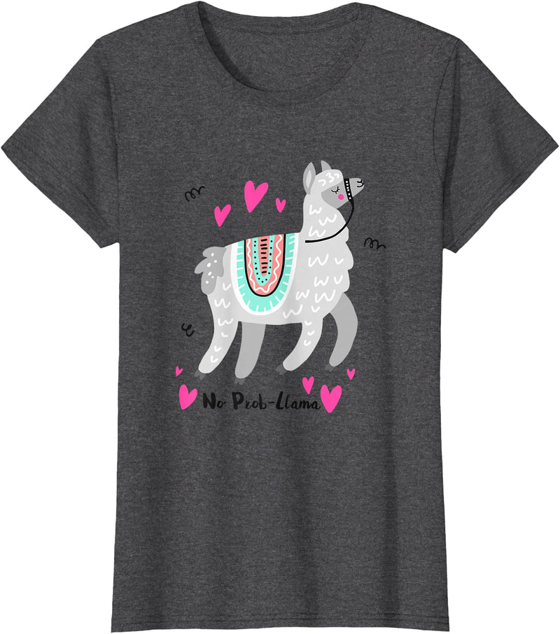 No Prob Llama - Funny Llama Alpaca Lover T-Shirt Gift Tshirt T-Shirt - Dark Heather Grey