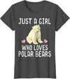 Polar Bear Lover Tees Just A Girl Who Loves Polar Bears T-Shirt Polar Bear Gift T-Shirt - Dark Heather Grey