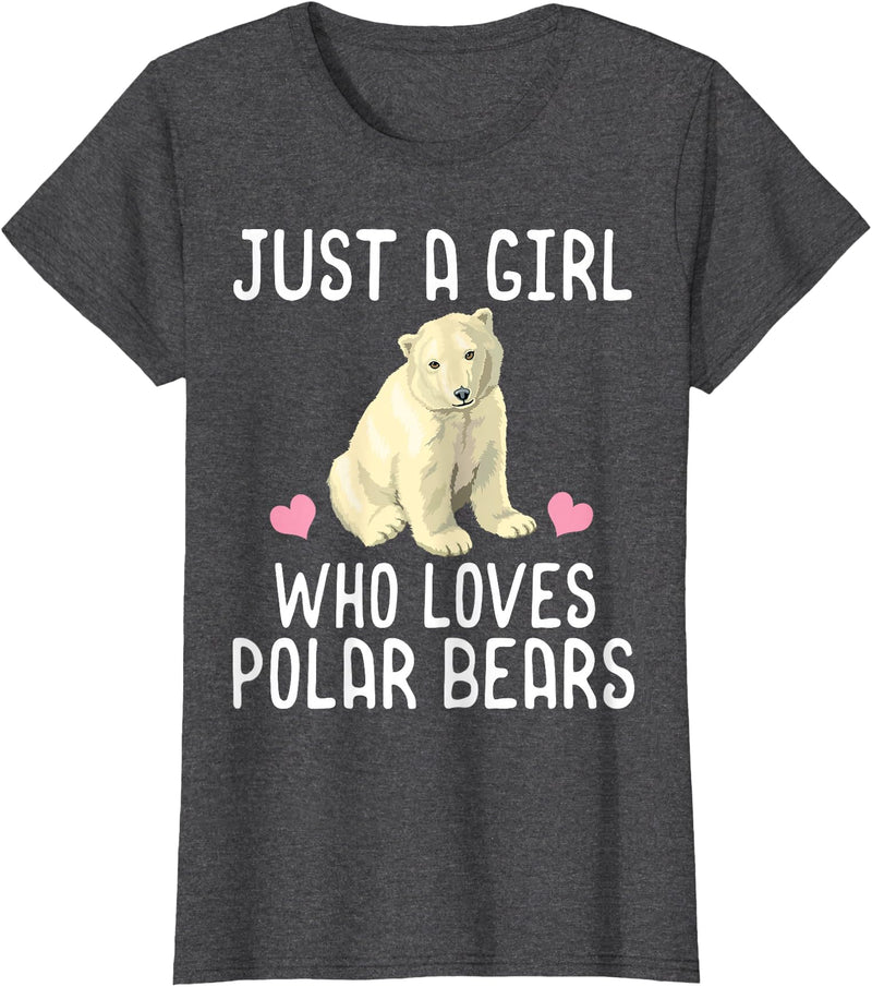 Polar Bear Lover Tees Just A Girl Who Loves Polar Bears T-Shirt Polar Bear Gift T-Shirt - Dark Heather Grey