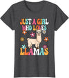 BALARI Just A Girl Who Loves Llamas Cute Groovy Alpaca Llama Kids T-Shirt - Dark Heather Grey