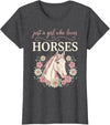 Horse Clothes for Girls Women Horse Riding for Girls Women Just a Girl Who Loves Horses T-Shirt - Dark Heather Grey
