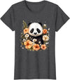 Floral Panda Bear Panda Bear Flowers Floral Girls Kids Funny Cute Panda Lover T-Shirt - Dark Heather Grey