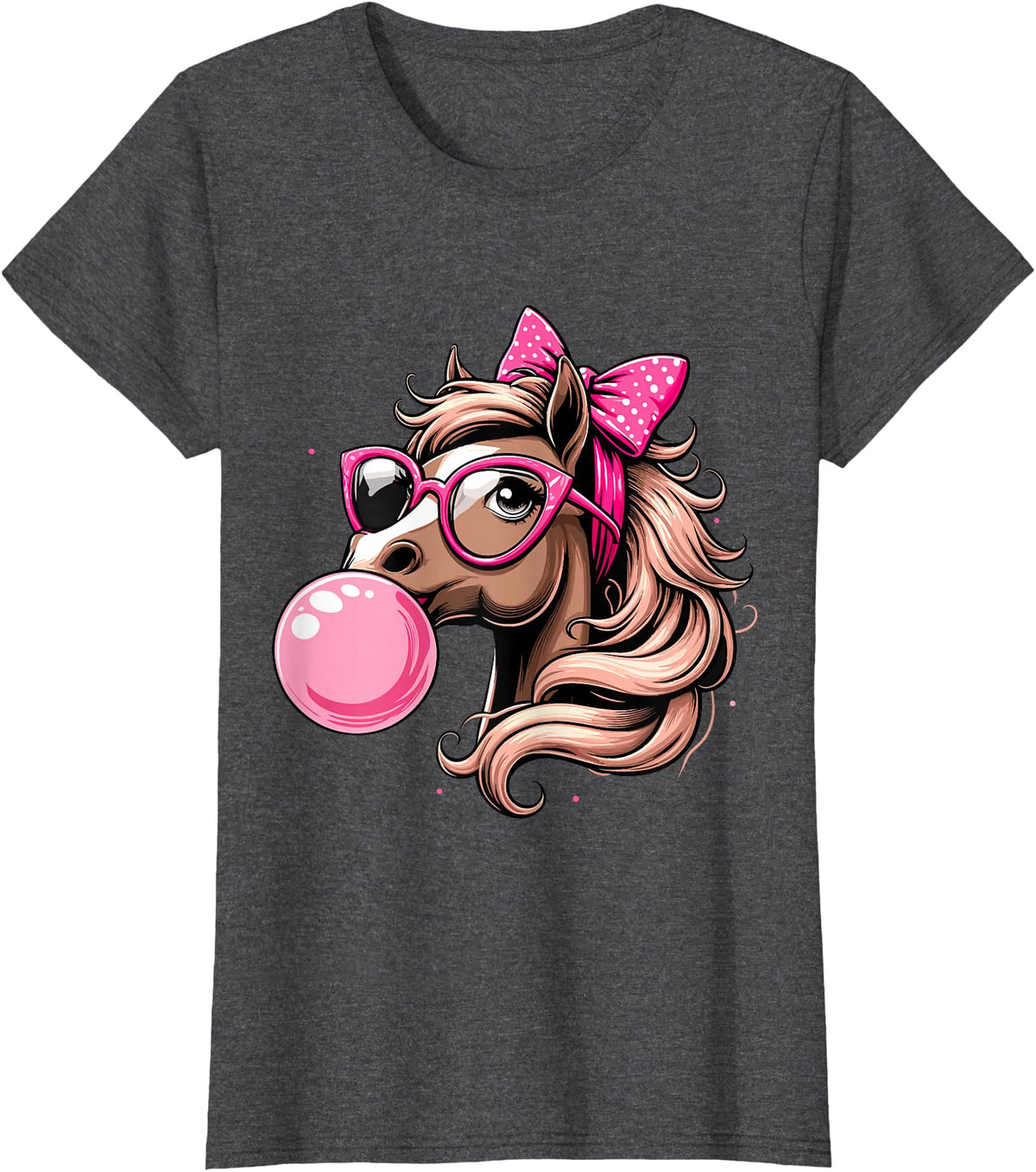 Humorous Horse Girl Gifts Horse Bubblegum Horse Girl Horseback T-Shirt - Dark Heather Grey