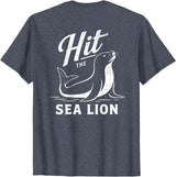 Sea Lion Trend (On Back) Hit The Sea Lion Funny Sealion Dance Trend T-Shirt - Heather Blue