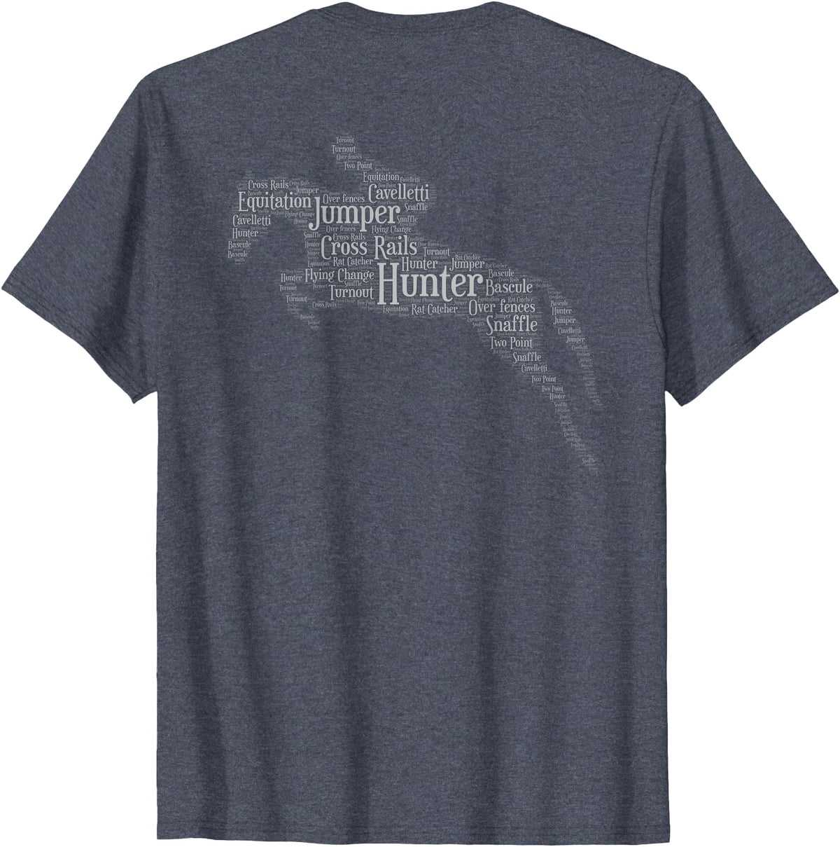Horse Lovers T-Shirts and Gifts Hunter Jumper Equestrian T-Shirt Black Unisex-Adults Classic Fit Short Sleeve Crew Neck T-Shirt S - Heather Blue