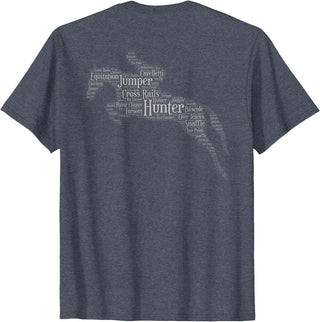 Horse Lovers T-Shirts and Gifts Hunter Jumper Equestrian T-Shirt Black Unisex-Adults Classic Fit Short Sleeve Crew Neck T-Shirt S - Heather Blue