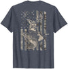 Fishing and Hunting Outdoors Designs Hunting and Fishing American Flag (Design on Front and Back) T-Shirt - size chart