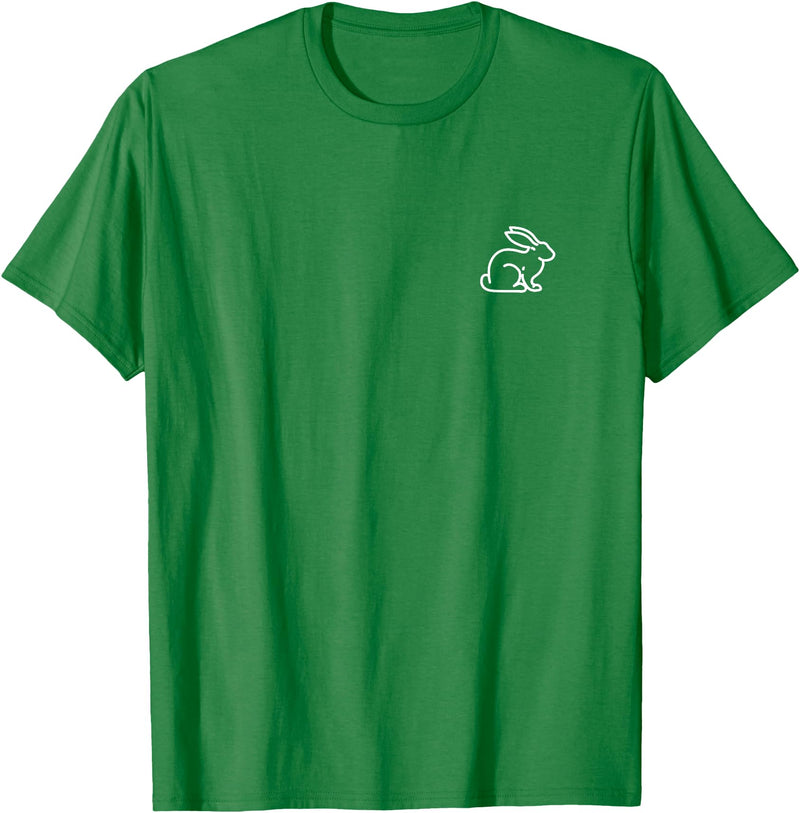Bunny Rabbit Hare Animal Badge Patch Line Art Outline Gift T-Shirt in Kelly Green