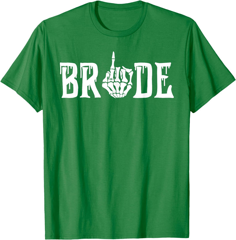 Skull Skeleton Halloween Wedding Bachelorette Bride Skeleton Ring Finger Halloween Wedding Bachelorette T-Shirt - Kelly Green
