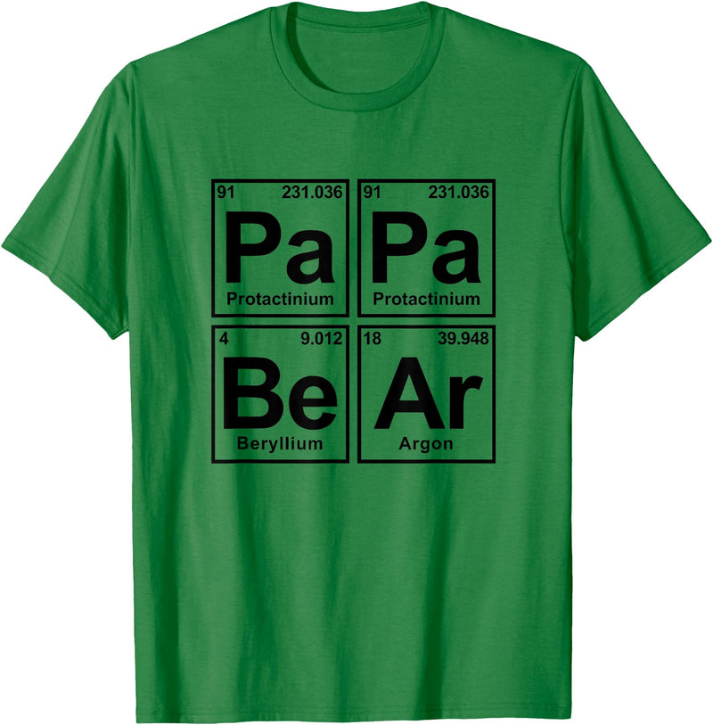 Father's Periodic Table PaPa BeAr Science Chemistry Periodic Table Tee Shirt - Kelly Green