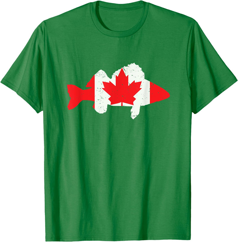 Fishermen Gifts | Mens Fisherman Apparel Canada Flag Walleye Fishing Mens Walleye Fish Cool Gifts T-Shirt - Kelly Green