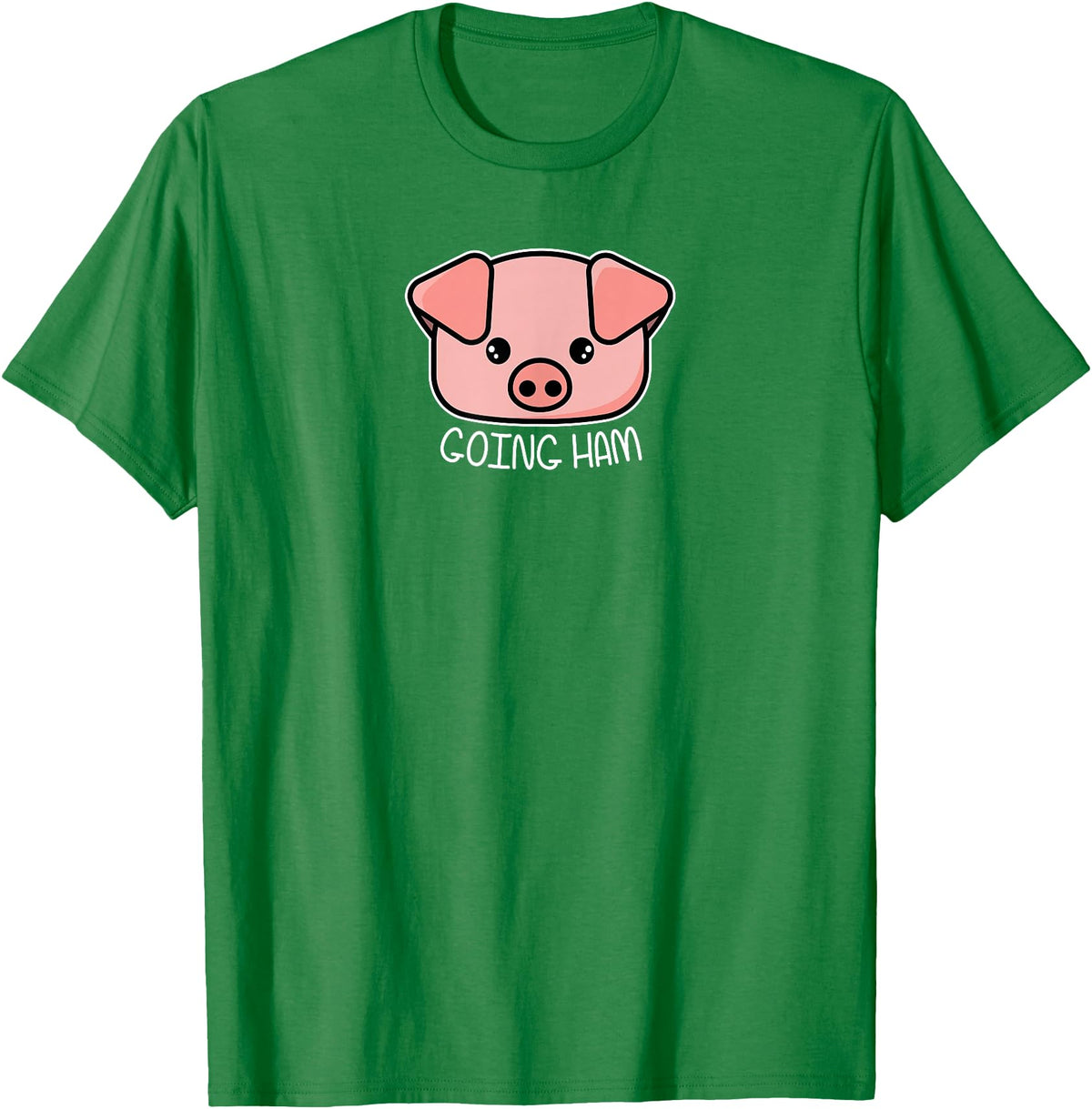 Funny Video Game Clothing Gifts for Gamers Going Ham - Funny Gamer and BBQ Chef Pig Gift T-Shirt - Kelly Green