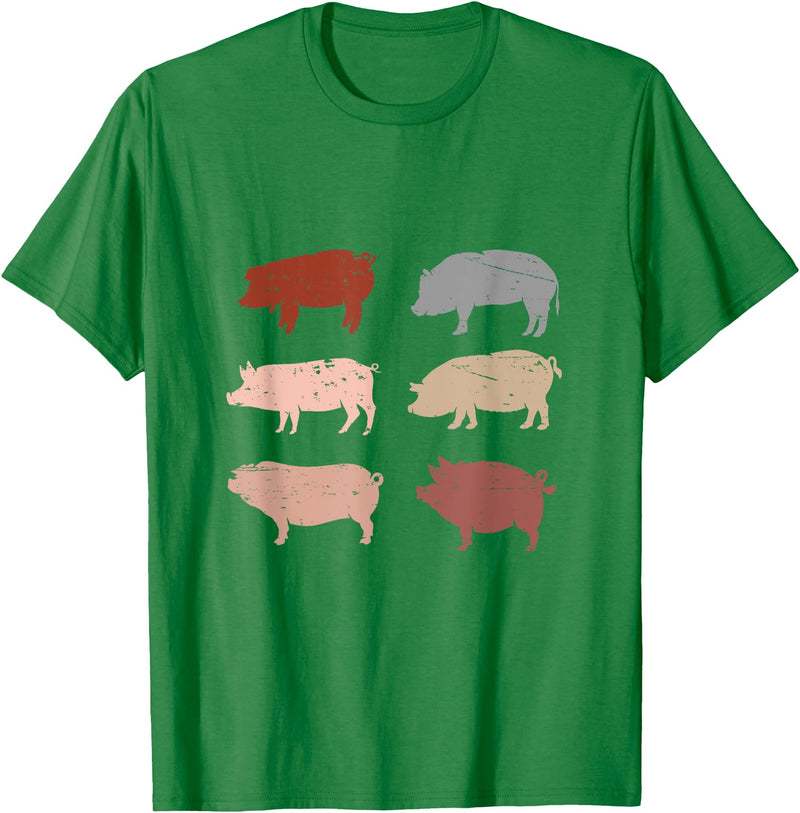 Pig Gifts For Pig Lovers Retro Pig Lover Farm Animals Swine Vintage Pig T-Shirt - Kelly Green