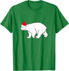 Polar Bear Xmas Pajama Polar Bear With Santa Hat Xmas Winter Christmas Pajama T-Shirt - Kelly Green
