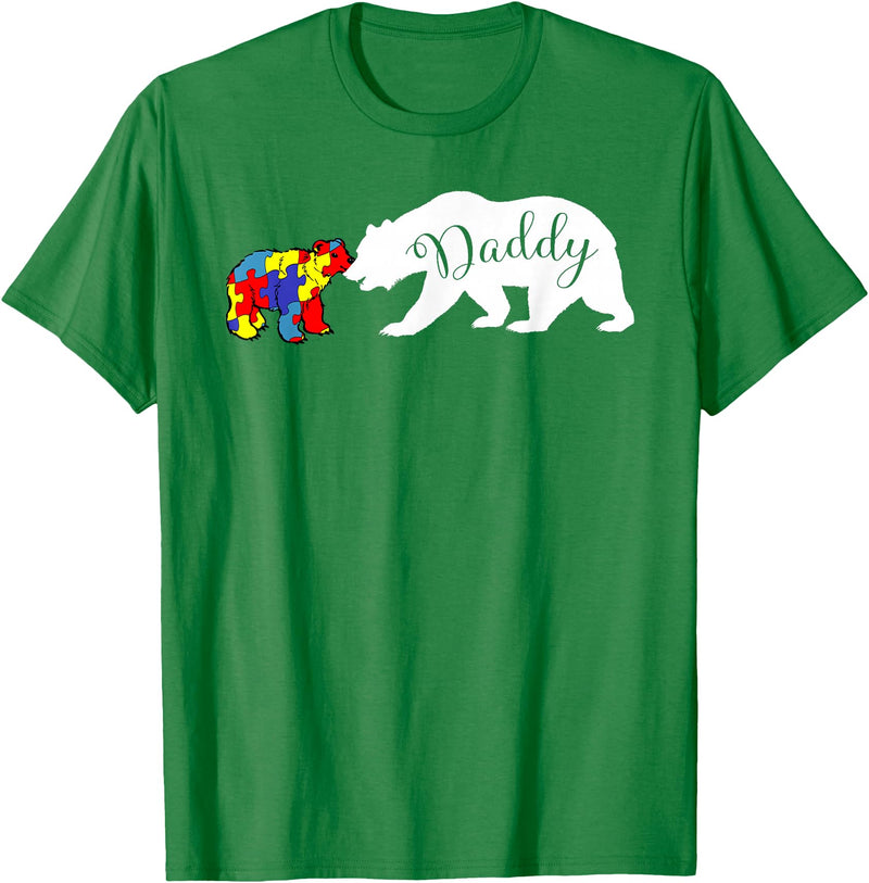 Matching Family Autism Awareness Shirts Daddy Bear Autism Awareness month Dad Grandpa Men Gift T-Shirt - Kelly Green