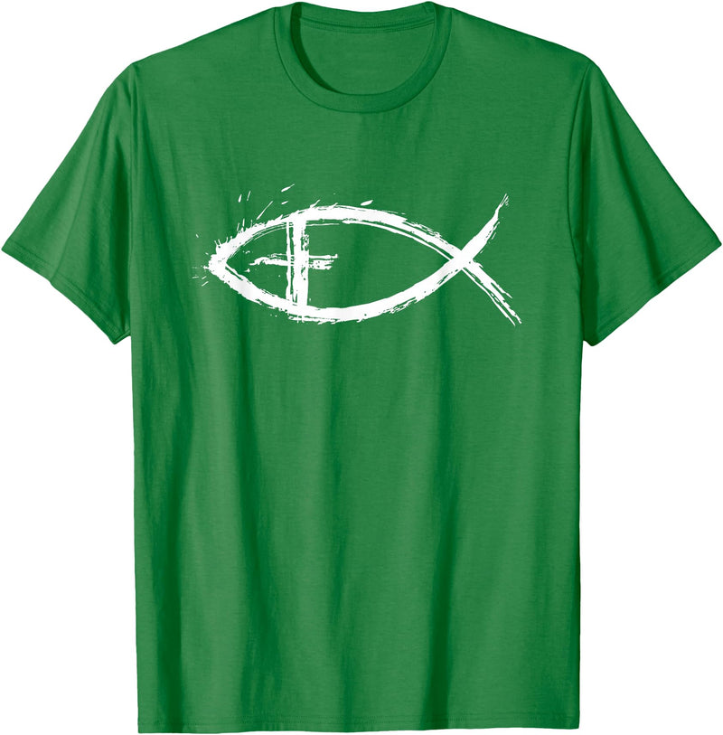 Christian Faith Shirts Jesus Fish Christian T-Shirt T-Shirt - Kelly Green
