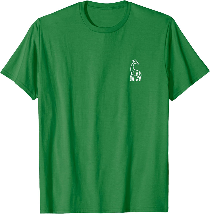 The Giraffe Apparel Co Giraffe Minimalist Badge Patch Line Art Animal T-Shirt - Kelly Green