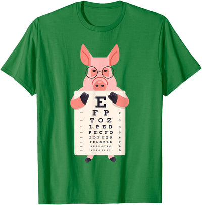 Piglet Pig Animal Children's Glasses with Optician Vision Test Board T-Shirt