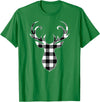 Buffalo Plaid Deer Clothing Co. by AAM Black & White Classic Christmas Buffalo Plaid Deer Head T-Shirt - Kelly Green