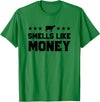 Calf to Cow Farming Apparel Smells Like Money Retro 90s Dairy Farm Gift Shirt T-Shirt - Kelly Green