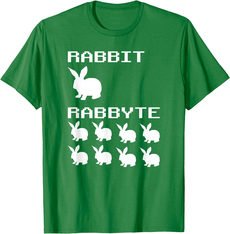 Rabbit & Rabbyte Computer Coding Nerds Jokes Programmer T-Shirt in Kelly Green