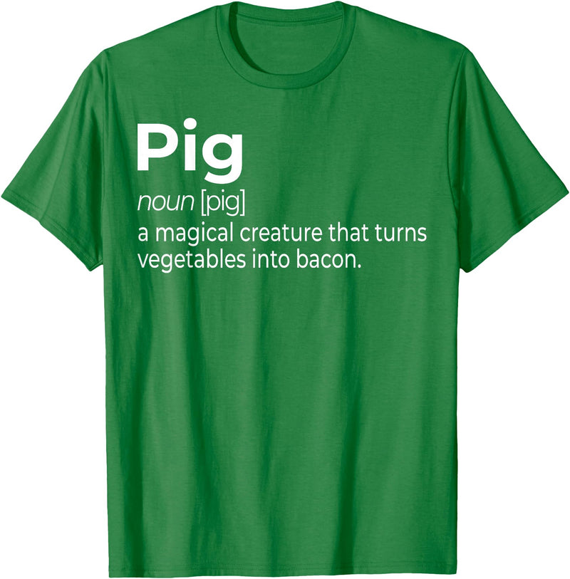 Awesome Barbecue Apparel, Clothing and Accessories Pig, a Magical Creature that Turns Vegetables Into Bacon T-Shirt - Kelly Green