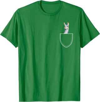 Funny Llama Gifts Llama In A Pocket - Alpaca T-Shirt - Kelly Green