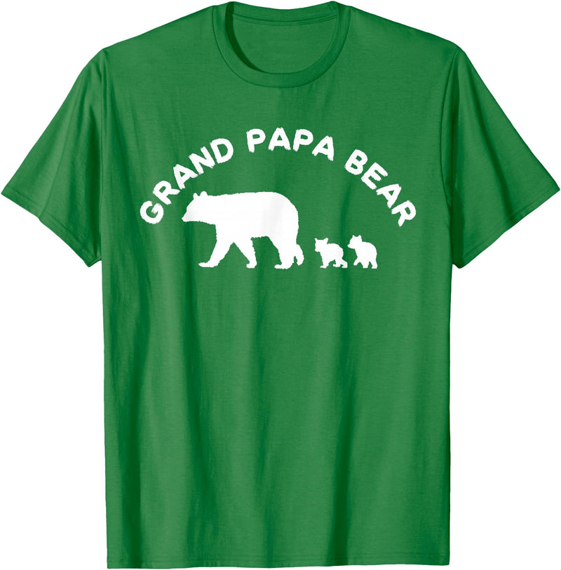 All in the Bear Family Grand Papa Bear Grandpa With 2 Two Cubs Gift T-Shirt - Kelly Green
