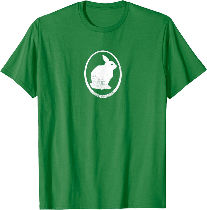 White Silhouette of a Bunny, Stylized for Rabbit Lovers T-Shirt in Kelly Green