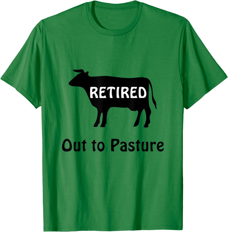 Retirees Gone Rogue Retirement Humor Designs Retired Out to Pasture Cow Retirement Humor T-Shirt - Kelly Green