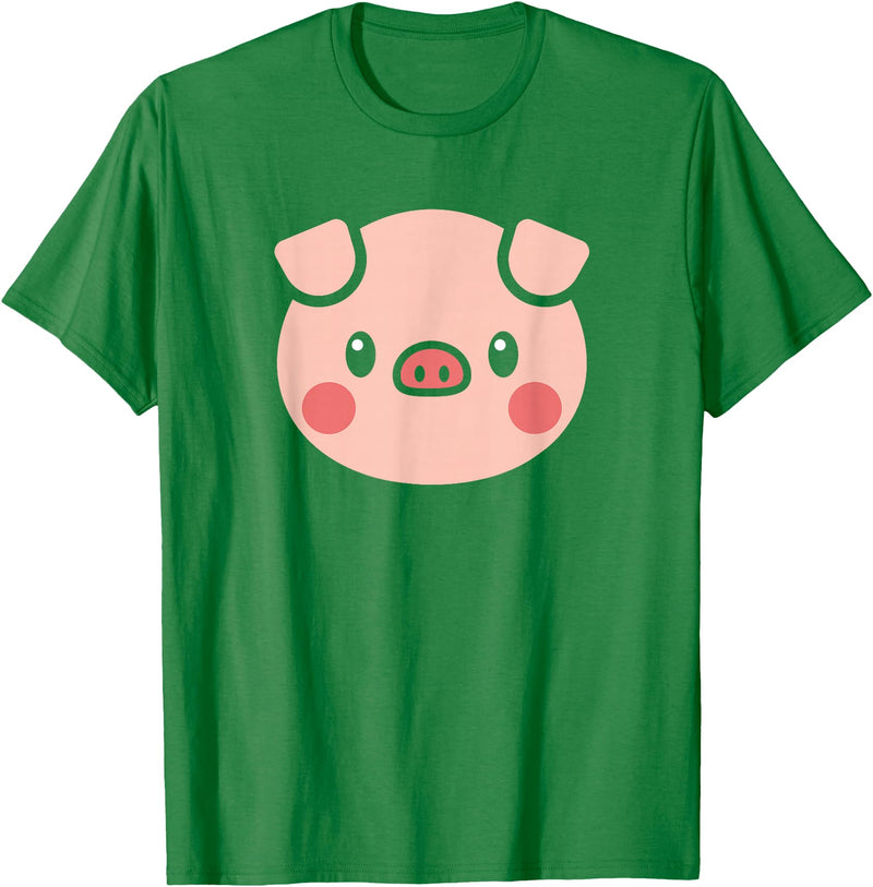 SHIRTSIDE PIG Pig Face Shirt Gift For Pig Lover T-Shirt - Kelly Green